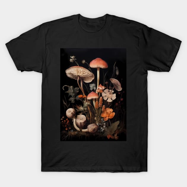 psychedelic gothic mushrooms T-Shirt by Ghiblistrokes